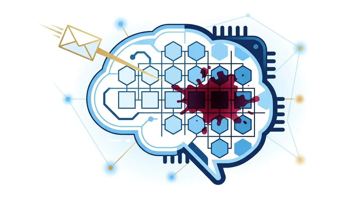 示意 AI 代理的長期記憶遭投毒後污染持續留存、並在後續互動被啟動 示意 AI 代理的長期記憶遭投毒後污染持續留存、並在後續互動被啟動