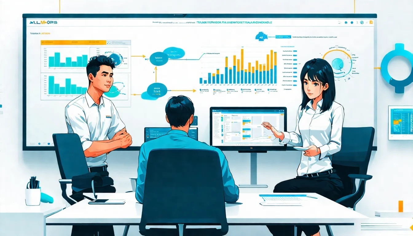 AI 工程師團隊討論 Cloud Native ML 工作流程 台灣 AI 工程師團隊在會議室討論 MLOps 流程,白板上畫著從資料處理到模型部署的工作流程圖