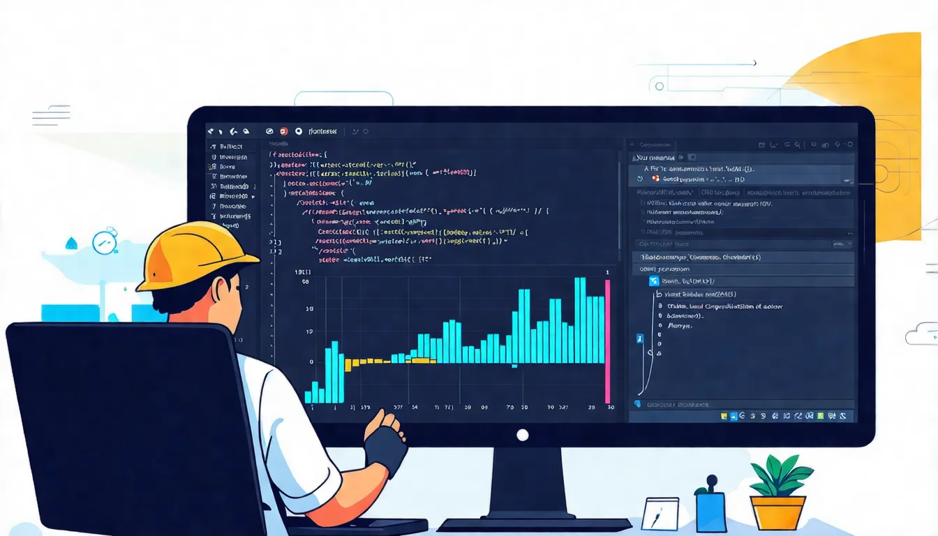 工程師設定 DDoS 防禦規則 工程師在電腦前設定防火牆規則,螢幕顯示 iptables 指令和流量監控圖表